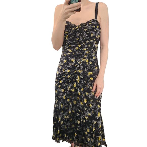 Cinq à Sept Silk Floral Midi‎ Dress 2 Cottagecore Farmhouse Fairy Party Wedding - Picture 1 of 10